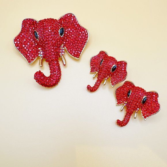 COPY - Red Elephant Head Brooch Pin - Picture 6 of 7